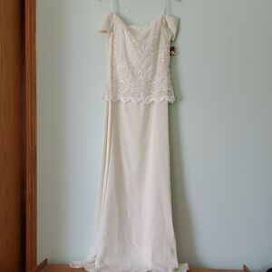 Chadwicks Cream Lace Bodice Floor-Length Gown